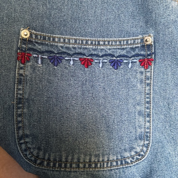 Vintage JLNY Denim Jumper Dress Prairie Flower Embroidery Women’s Size M - Picture 7 of 11